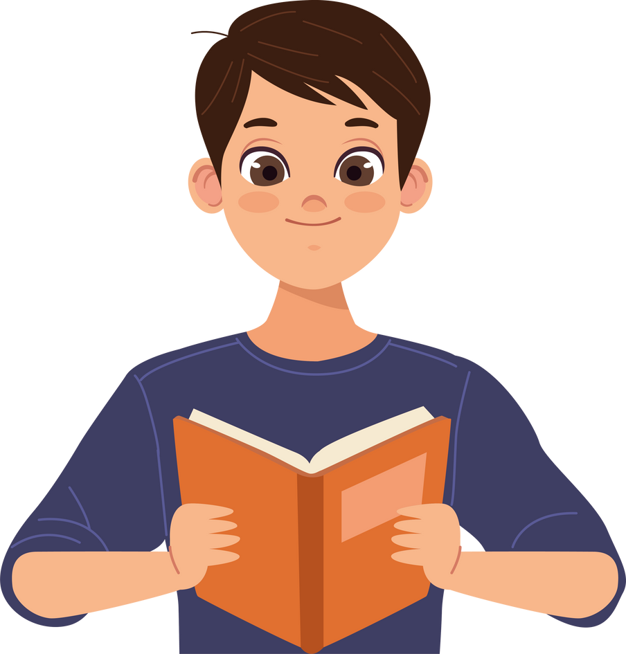 young man reading book